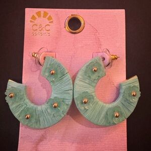 NWT C&C California Green Hoop Earrings